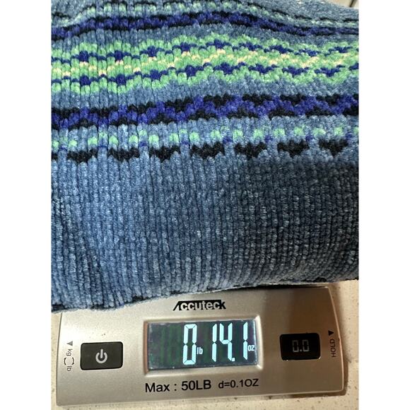 Designer Originals Sweater Turtleneck Chenile Blue Stripe L Winter Holiday - Picture 8 of 8